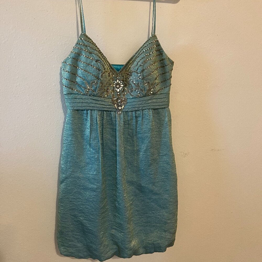 Sue Wong  - Green shimmery cute mini dress